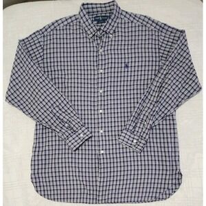 Vintage Ralph Lauren McMeel Button Down Mens XL Plaid Blue Long Sleeve Shirt‎
